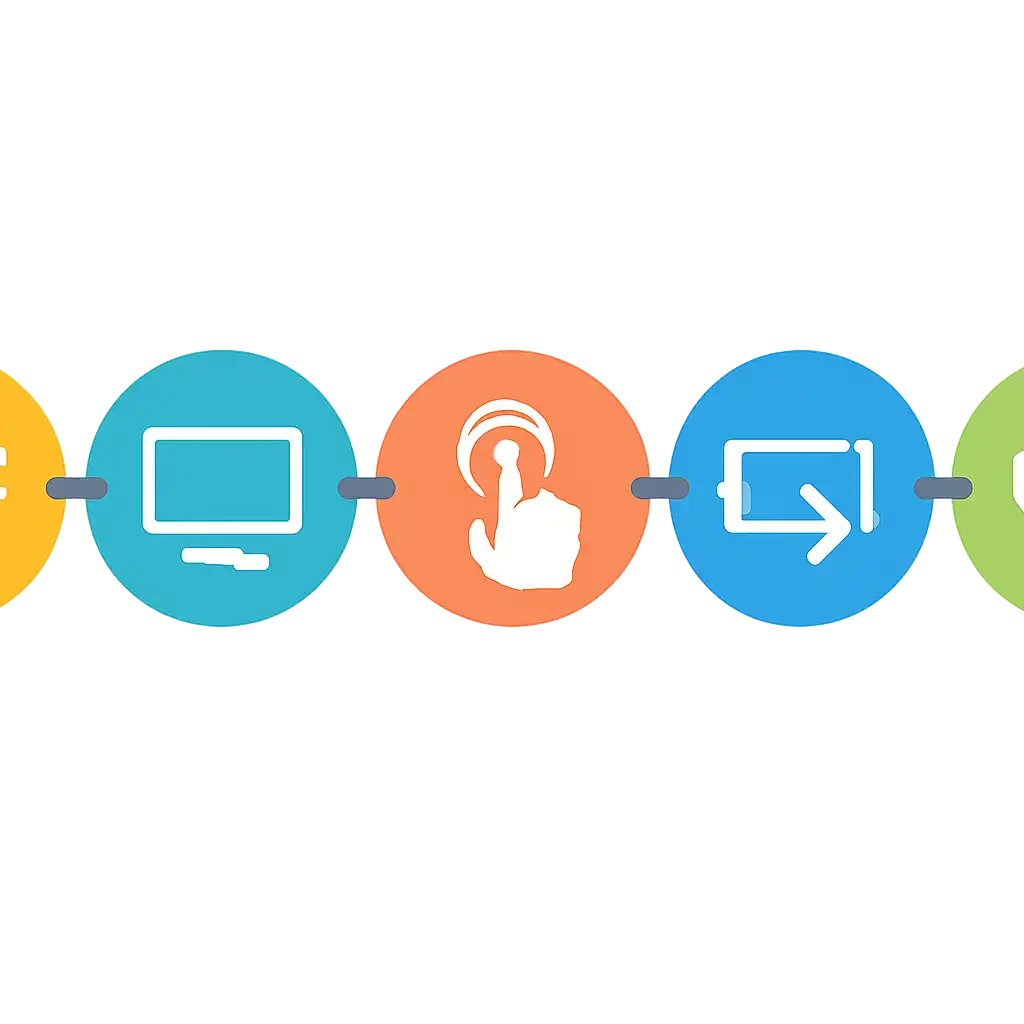 Five numbered circular icons connected by arrows in a horizontal flow, Raja Game steps