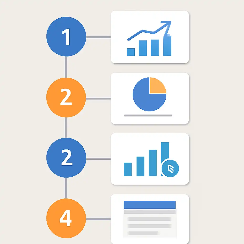 Annotated step diagram: past result charts process with numbered callouts, Raja Game