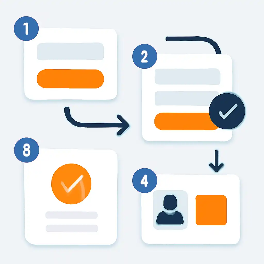Annotated step diagram: creating an account process with numbered callouts, Raja Game
